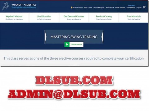 Course platform screenshot showing Wyckoff Analytics – Mastering Swing Trading online training program